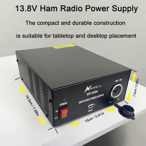 Beefy 13.8V 30A DC Power Supply with Cigarette Plug Socket, regulated switching adapter for ham CB radios, tabletop placement