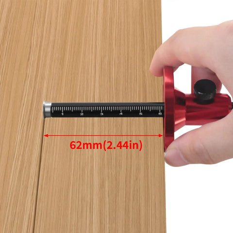 Heavy Duty Rock Solid Adjustable Wheel Marking Gauge For Woodworking Precision Scriber with knurled knob measuring on wood