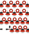 100 Foot LED Construction String Lights With Ten High Lumen Bulbs, Industrial Grade, Weatherproof, linkable, red cords shown