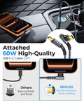 Heavy Duty Slick Hella Fast 90W Car Charger Adapter With PD 45W QC 45W Dual Port USB C Cable For Iphone 17 16 And Samsung Galaxy Tablet Multi Device Compatible Driving Power Bank with 60W USB C cable.