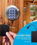 Keyless Electronic Keypad Entry Door Lock Smart Knob Kit With Automatic Locking And Battery Backup shown on a wooden door
