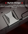 Fujifilm X Half Thumb Grip With Anti Slip Textured Surface And Built In Silicone Pads For Stable One Hand Handling Charcoal Silver Finish Easy Hot Shoe Mount shown on camera close-up.