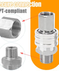 1/4-inch stainless steel quick-connect pressure washer fittings set (8-pack) with male and female NPT threads