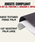 6161 ANSI A6 Cut Resistant Impact Gloves fabric palm and liner details for work in construction, fabrication, auto repair, maintenance