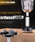 Close-up of 1 Inch 25mm Forstner Drill Bit with Triple Flute Tungsten Carbide Tip for Hardwood and Softwood on wood surface