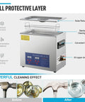 Professional 6 Liter Commercial Ultrasonic Cleaner 40Khz with stainless steel basket and noise reduction lid for delicate item care.