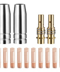 MB15 15AK MIG Welding Torch Kit Replacement Tips And Diffuser Set Pro Grade 035 Inch Contact Tips 9mm Gas Nozzles 2 Gas Diffusers 14 Piece MIG MAG Torch Accessory Pack