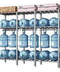 Hella Spacious Portable Wardrobe Closet With Slick Protective Fabric Cover And Sturdy Dual Hanging Rods Plus Generous Storage Shelves For Bulk Clothing And Smart Room Organization with water bottles on shelves.