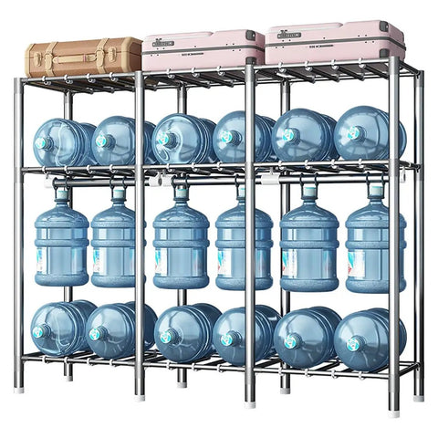 Hella Spacious Portable Wardrobe Closet With Slick Protective Fabric Cover And Sturdy Dual Hanging Rods Plus Generous Storage Shelves For Bulk Clothing And Smart Room Organization with water bottles on shelves.