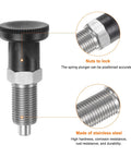 Pair Of Stainless Steel Push Fit Ball Nose Spring Plungers And M16x1.5 Return Knobs with knurled grip and threaded base