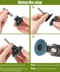 Steps to attach 48 Piece 2 Inch Die Grinder Flap Disc Set With Pad Holder 80 Grit for metal grinding to an angle grinder