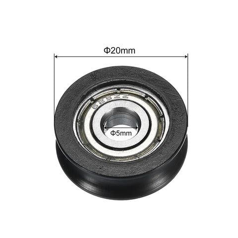 10Pcs U625ZZ Nylon Pulley Bearing Set With U Groove Ball Bearings 5x20x7mm Shielded Nylon Races GCr15 Chrome Steel ABEC3