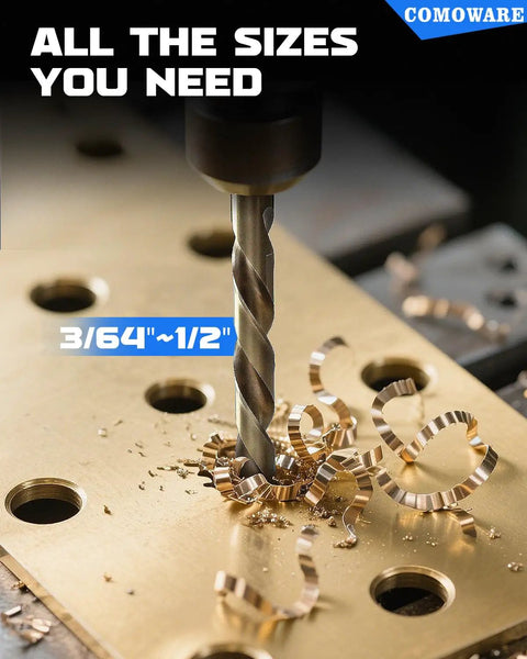 Pro Grade Titanium Coated Drill Bit Set For Wood Metal Plastic Aluminum 230 Piece Kit With Storage Case HSS High Speed Steel For Precise Drilling From Three Sixty Fourth Inch To One Half Inch