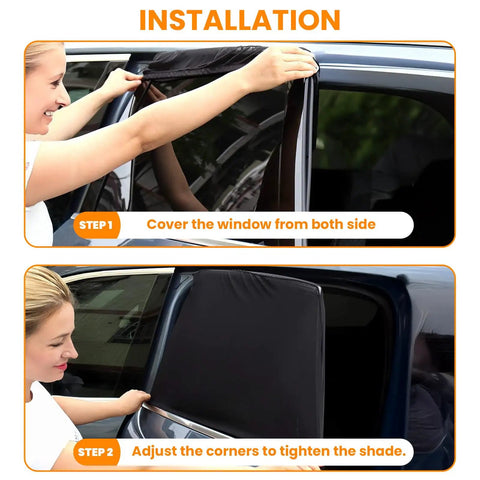Installation steps for Two Pack Ocean Blue Window Sun Shades For Cars Breathable Spandex UV Protection Baby Window Covers