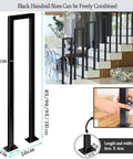 Built Like A Tank U Shaped Handrail For Indoor Stairs Outdoor Steps Heavy Wrought Iron Railing in matte black, showcasing adjustable heights.