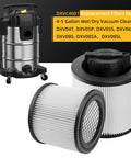 2 Pack DXVC4001 Replacement Filter for 4 to 5 Gallon Wet Dry Vacuums beside compatible vacuum