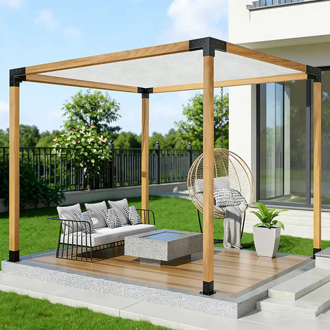 Heavy Duty 3 Way Right Angle Pergola Brackets Woodworks Post Base Kit With Screws For Gazebos, Patios, Pergolas And Log Cabins, Built To Last, DIY Ready Sturdy Outdoor Support