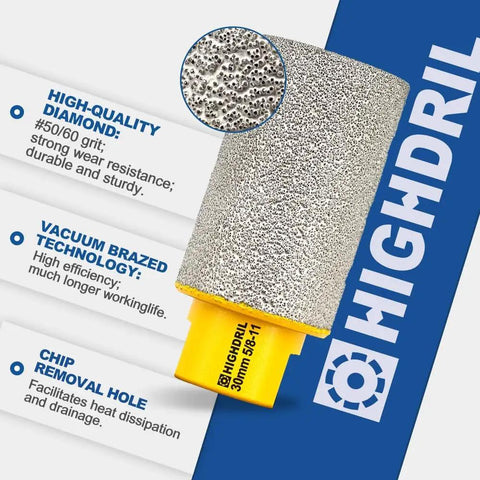 Diamond Milling Bit 25mm Dry Core Drill Bit For Enlarging And Shaping Holes In Porcelain, Hard Ceramic, Granite And Marble; close-up view