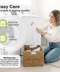 Woman demonstrating washing Organic Baby Swaddles 3 Pack for Newborns and Infants 3 to 6 Months Nordic Style Cozy Ergonomic