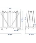 Rock Solid Heavy Duty Stone Slab Transport Frame 79 Inch Double Sided A Frame Slab Rack dimensions with labeled measurements.