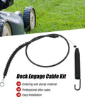 Heavy duty deck engagement cable kit for Craftsman, Troy-Bilt, Huskee, and MTD tractors with easy installation shown on lawn.
