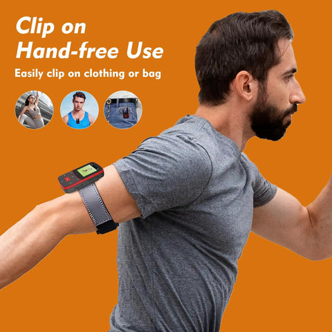Man running with 64GB Clip MP3 Player With Bluetooth Five Point Three For Running Voice Recorder FM Radio AB Repeat Shuffle on arm
