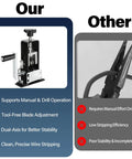 Comparison image showing Heavy Duty Wire Stripper Machine For Scrap Copper, Drill Powered Hand Crank Cable Stripper with competitor