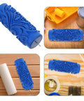 Flower Texture Print Paint Roller For Walls And Cabinets Creating Smoother Patterns With Zero Bubbling Solid Rubber Design.