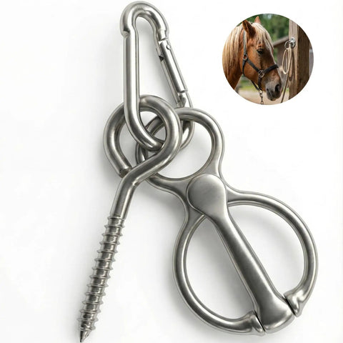 Heavy Duty Stainless Steel Horse Tie Ring With Eye Bolt And Quick Snap For Safe Humane Tethering Magnetic Locking Release Design