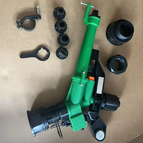 Terrain Adapting Agricultural Irrigation Sprayer With DN40 Swing Arm Sprinkler And 1.5 Inch Size components on display