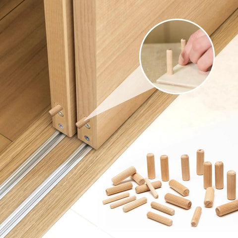 Pro Grade Walnut Wood Dowels Kit In Sizes One Quarter Inch Five Sixteenth Inch Three Eighth Inch Grooved Plugs 225 Pcs Round Hardwood Dowel Rods