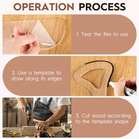 Steps of using 8 Piece Acrylic Router Template Set For Woodworking With 6 Charcuterie Board Templates 2 Tray Templates Thick Handle Cutting Board Templates And 3 Marking Pens Angled Curvy Tracing Stencils For Kitchen Projects