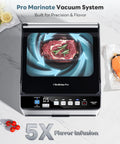 Chamber vacuum sealer for liquids and sous vide, Beelicious Pro, black and silver, front view