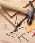 Wooden Screw Hole Plugs For Furniture Easy Install No Fuss Decorative Covers next to hammer and nails on wooden surface