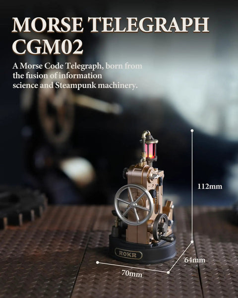 Metal 3D Puzzle Mechanical Model Kit With Morse Telegraph Theme Steampunk DIY Industrial City Build Wireless 2 4G Link Receiver Realistic Gearwork Craft Gift For Adults And Teens Hands On Brain Teaser, 112mm tall