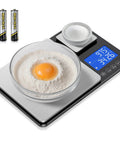 Two Platform Kitchen Scale With Ultra Precise 0.01g/0.001oz Readouts, 33lb Big Scale And 1.1lb Mini Scale, with bowl and sugar