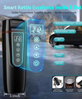 Road Trip Ready Travel Car Kettle With 12V And 24V Power displayed with LCD screen, 304 stainless steel, and temperature settings.