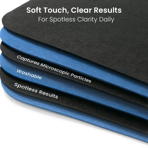 EVEO microfiber glasses cleaning cloths, 6-pack, black and blue, lens and screen cleaning cloth