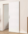 Concealed Sliding Barn Door With Soft Close Hardware Kit White Flush Hidden Door For Openings 24 To 28 Inches Wide By 84 Inches High