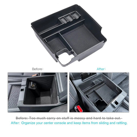 Center Console Organizer Tray For 2022 Through 2026 Frontier Pickup Truck Must-Have USB Pass-Through Extra Storage Armrest
