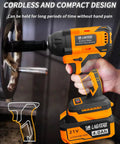 Close-up of Beast Of A Cordless Impact Wrench With 450NM Torque And Brushless Motor One Half Inch Drive in action on a tire bolt