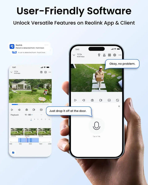 Hardcore 12MP Outdoor PoE Bullet Camera For Legit Home Security Featuring Ultra Sharp Full Color Night Vision Plus Integrated Light Bar To Keep Your Property Defense On Lock Around The Clock Every Single Day, user-friendly app interface showing live monitoring.