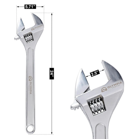 24 Inch Adjustable Wrench Heavy Duty Drop Forged Steel Chrome Plated With Precision Machined Jaws Rust Resistant for repairs