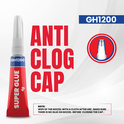 8 Pack 4 Gram Super Glue With Anti Clog Cap for easy mess free bonding on hard plastics and DIY crafts