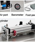 Heavy Duty Pneumatic Liquid Filling Machine Single Head Automatic Bottle Filler Hella Precise components including barometer and cylinder.