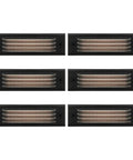 Low Voltage LED Step Lights 4W 12V Surface Mount With Horizontal Louvered Faceplate For Steps Decks Pathways And Fences 2700K IP65 Die Cast Aluminum Black 6 Pack