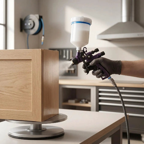 Professional Grade Hvlp Paint Spray Gun Kit With 600Ml Reusable Cup And 1Point3Mm Nozzle for DIY furniture painting.