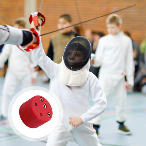 Child fencer using Fencing Gear Tester Box For Foil And Epee Training And Gear Repair With Beeping Sensor And Essential Diagnostic Tool