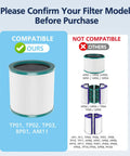 Image showing compatible HEPA Air Filter Replacement For Tower Purifier Pure Cool Link TP01 TP02 TP03 AM11 BP01 Models.