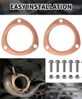 Heavy Duty 3 Inch Copper Exhaust Flange Collector Gasket Kit With 6 Pcs M10 304 Stainless Steel Bolts And Nuts For SBC BBC Chevy 302 350 383 454 V8 Tri Tube Headers. Copper gaskets and bolts showcased.